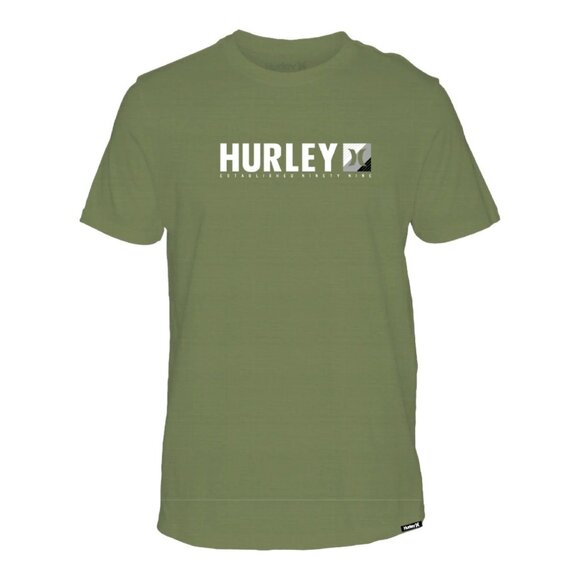 Hurley EVD H20-Dri Lined Slub Short Sleeve Tee in Army Green -‎ Size Small - Picture 1 of 7